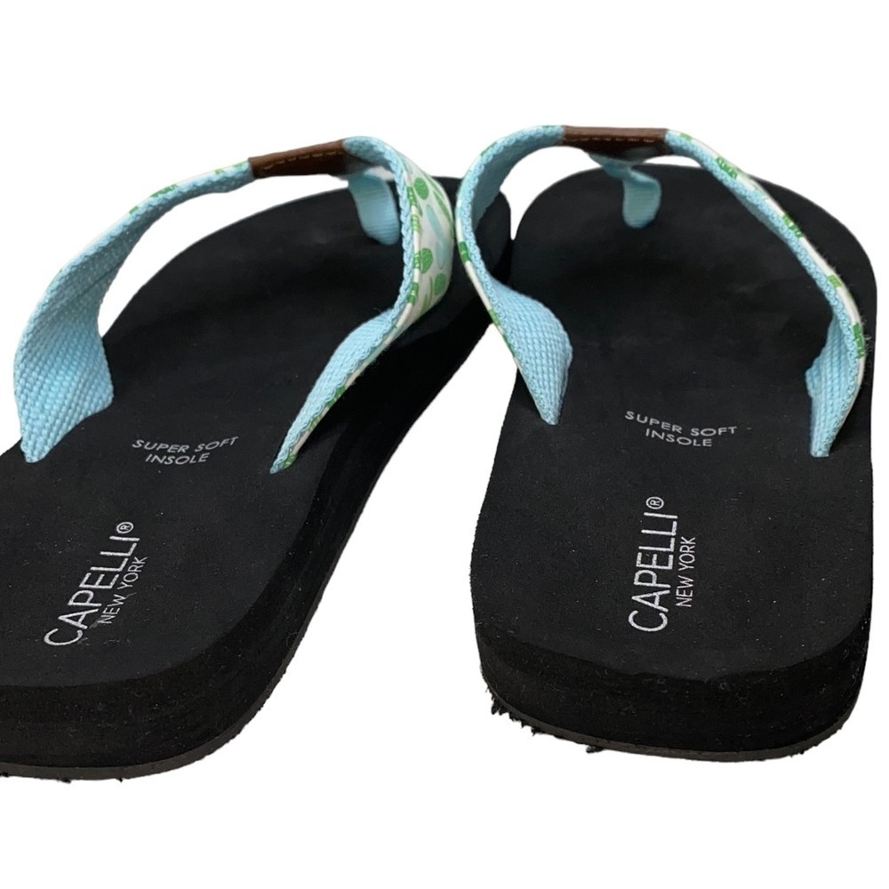 Capelli New York Women’s Blue and Green Cactus Print Flip Flop Sandals Sz 6 - Picture 7 of 10